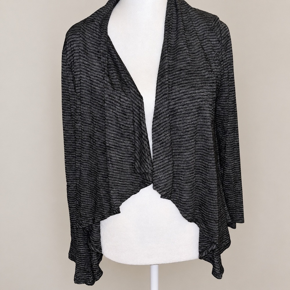 Le Cielo Waterfall Front Striped Lace Back Cardigan Goth Boho